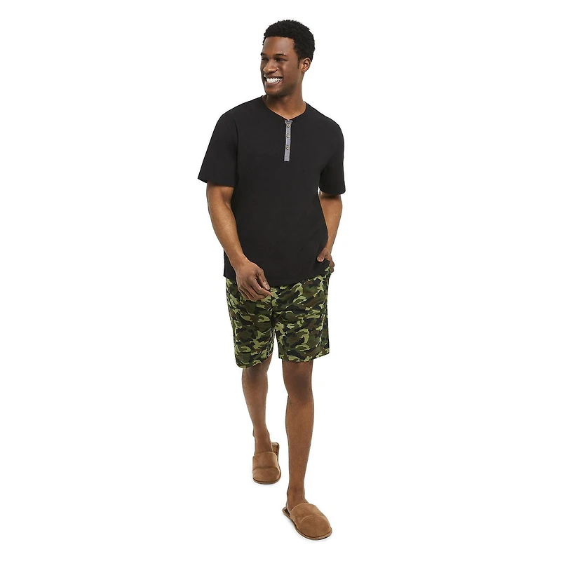 George Men's Henley and Short Pajamas 2-Piece Set