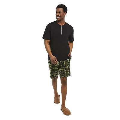 Pyjama 2 pièces avec haut henley et short George pour hommes