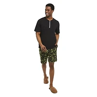 George Men's Henley and Short Pajamas 2-Piece Set