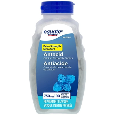 Antiacide comprimés de carbonate de calcium extra fort Equate 90 comprimés croquant