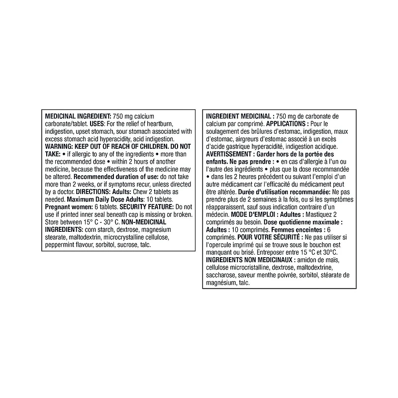 Equate Extra Strength Antacid Calcium Carbonate Tablets, 90 Chewable Tablets