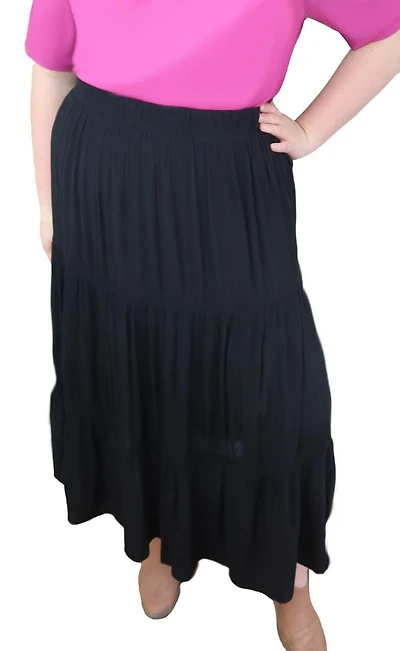 Time Square Women's Plus Size Tiered Crinkle Skirt