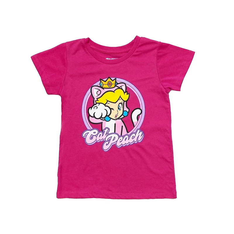 Super Mario Girls Kitty Princess Short Sleeve T-Shirt
