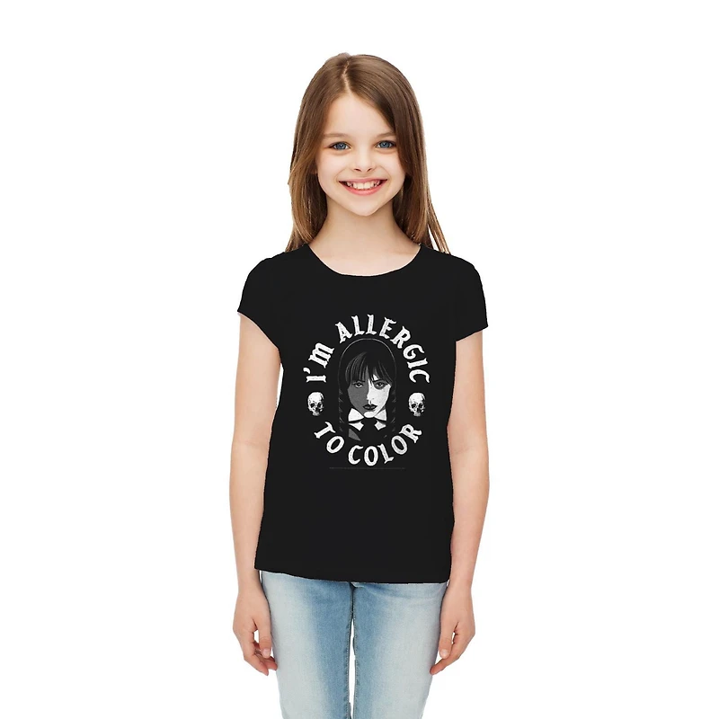 Mercredi T-shirt à manches courtes pour filles allergiques à la couleur