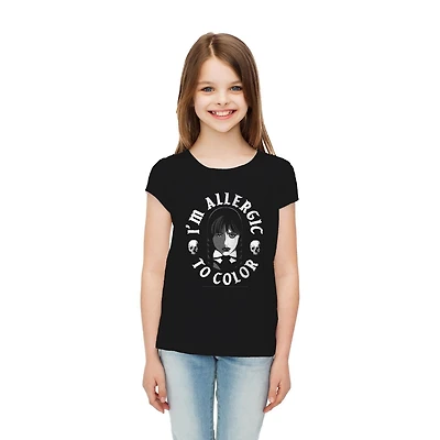 Mercredi T-shirt à manches courtes pour filles allergiques à la couleur