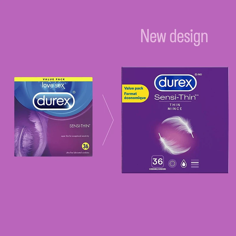 Durex® Sensi-Thin® Extra Lubricated Latex Condoms, 56mm, 36 Count, 36 condoms