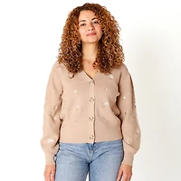 Devoted Knit Button-Up Cardigan with Floral Details