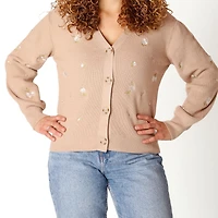 Devoted Cardigan boutonné en tricot avec détails floraux