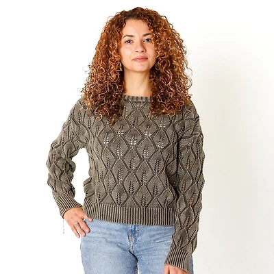 Devoted Pull en pointelle avec ourlet et poignets côtelés