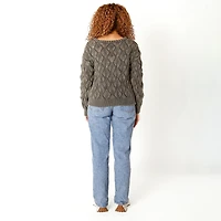 Devoted Pointelle Sweater with ribbed hem and cuffs,