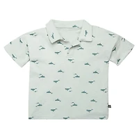 modern moments™ by Gerber® - 2pc Johnny Collar shirt + Short Set Blue Whale, Whale pattern on