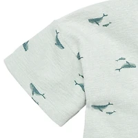 modern moments™ by Gerber® - 2pc Johnny Collar shirt + Short Set Blue Whale, Whale pattern on