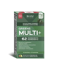 SUKU Vitamins - Greens Multi+ Gummies, 62 Ingredients filled with Greens, Superfoods, Vitamins, Minerals & Antioxidants, Sugar-and-Gluten-Free, Non-GMO, 14x 2-packs (28 Gummies)