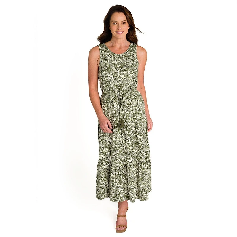 IVY Women's Sleeveless Tiered Maxi Dress