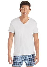 T-shirts Col V Sans Etiquette pour Hommes Hanes - ComfortSoft Blanc