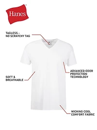 T-shirts Col V Sans Etiquette pour Hommes Hanes - ComfortSoft Blanc