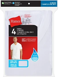 T-shirts Col V Sans Etiquette pour Hommes Hanes - ComfortSoft Blanc