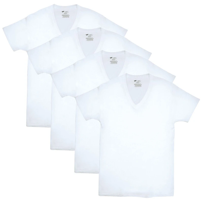 T-shirts Col V Sans Etiquette pour Hommes Hanes - ComfortSoft Blanc