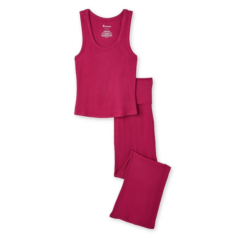 Pyjama 2 pièces en tricot côtelé No Boundaries pour femmes