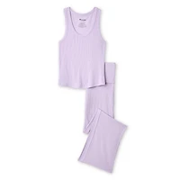 No Boundaries Women's Two Piece Rib Pajama Set