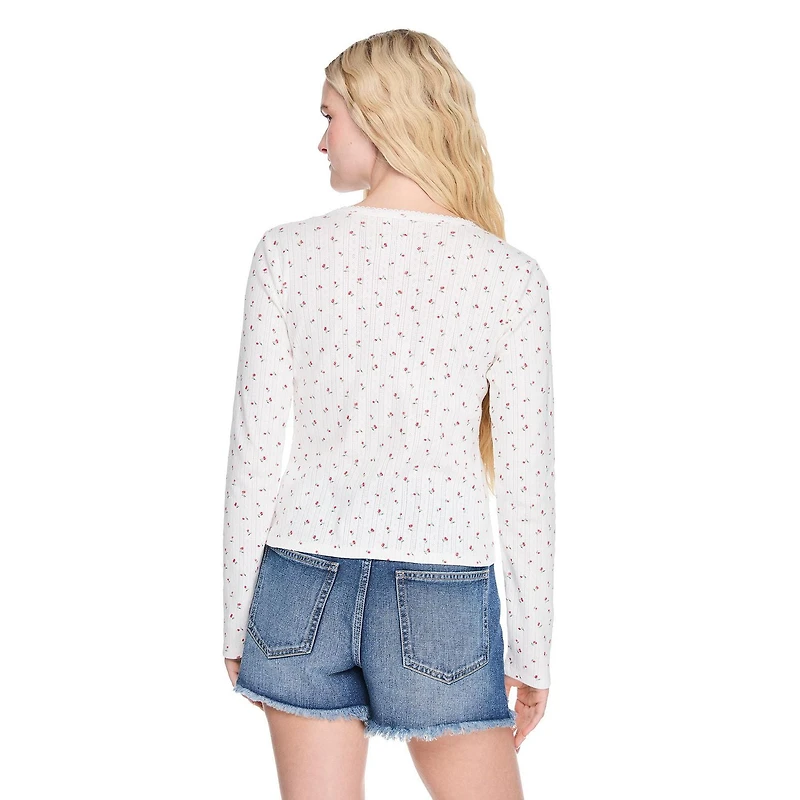 No Boundaries Women's Seamless Long-Sleeve V-Neck Top