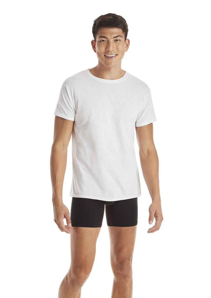 Hanes Men’s Crew-Neck Undershirt Pack, Moisture Wicking, Black - 4-Pack