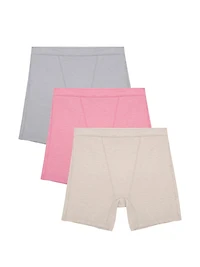 Women's Relaxing Comfort Boxer Brief Underwear, Assorted 3 Pack