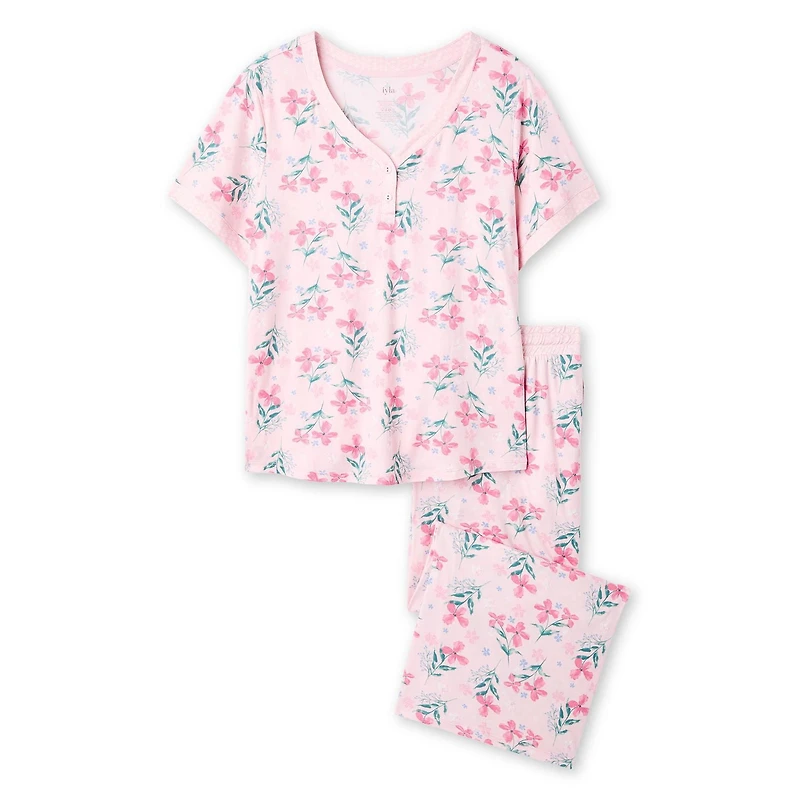 Iyla Women's Plus Two Piece Capri Pajama Set