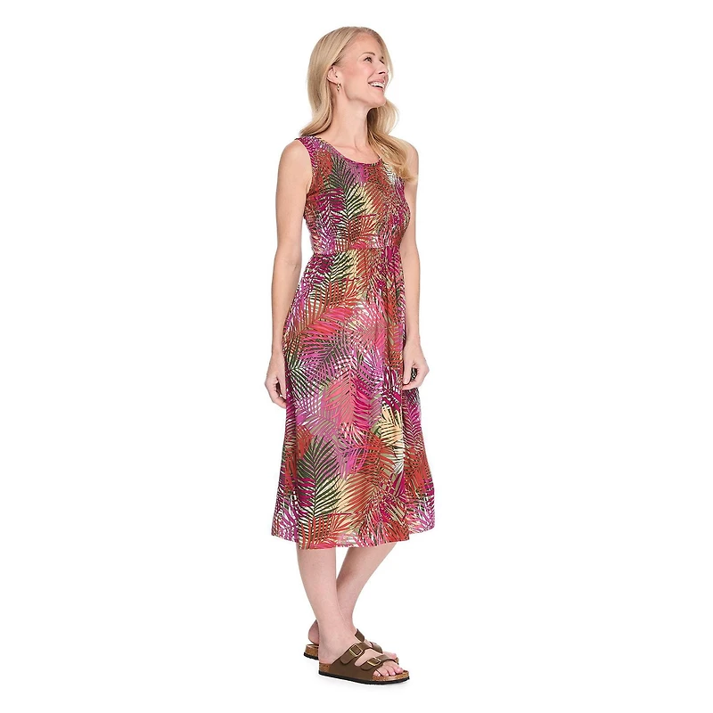 Robe longue sans manches à smocks Iyla pour femmes