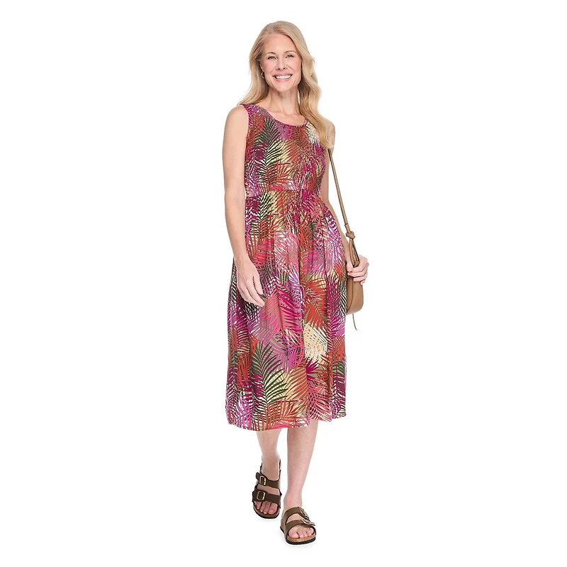 Robe longue sans manches à smocks Iyla pour femmes