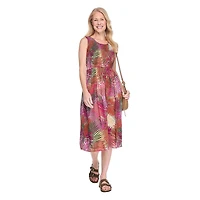 Robe longue sans manches à smocks Iyla pour femmes