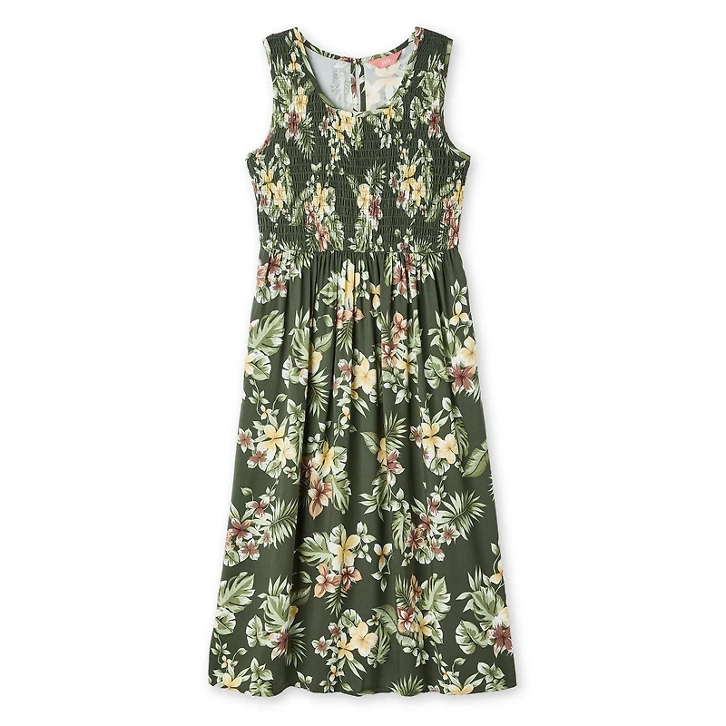 Robe longue sans manches à smocks Iyla pour femmes