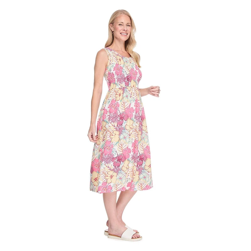 Robe longue sans manches à smocks Iyla pour femmes