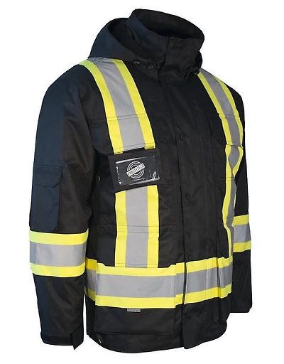 Forcefield Hi Vis Winter Safety Parka with Removable Down Insulated Nylon Puffer Jacket