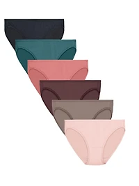 Culottes bikini côtelées en microfibre pour femmes, ensemble de 6 assortis