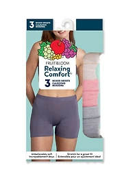 Women's Relaxing Comfort Boxer Brief Underwear, Assorted 3 Pack
