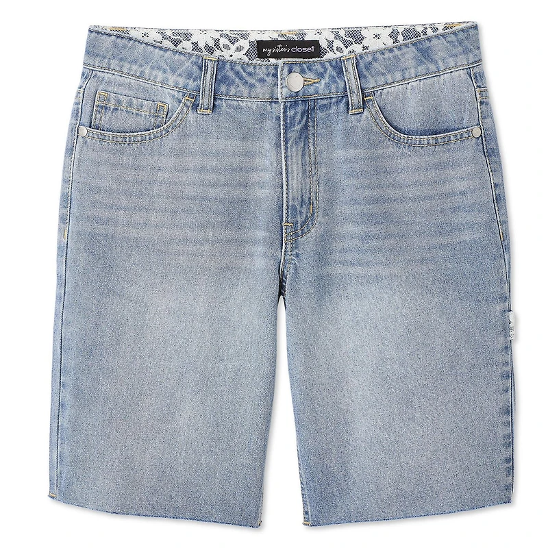 My Sister's Closet Girls' Lace Trim Relaxed Denim Jort