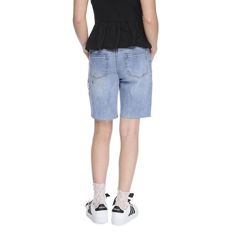 My Sister's Closet Girls' Lace Trim Relaxed Denim Jort