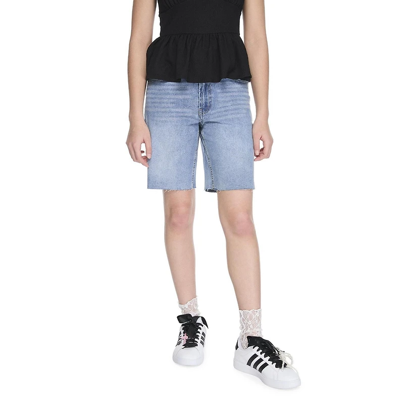 My Sister's Closet Girls' Lace Trim Relaxed Denim Jort