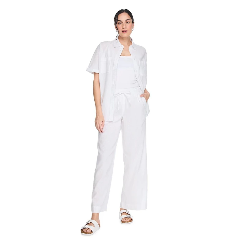 George Women's Linen-Blend Camp Shirt