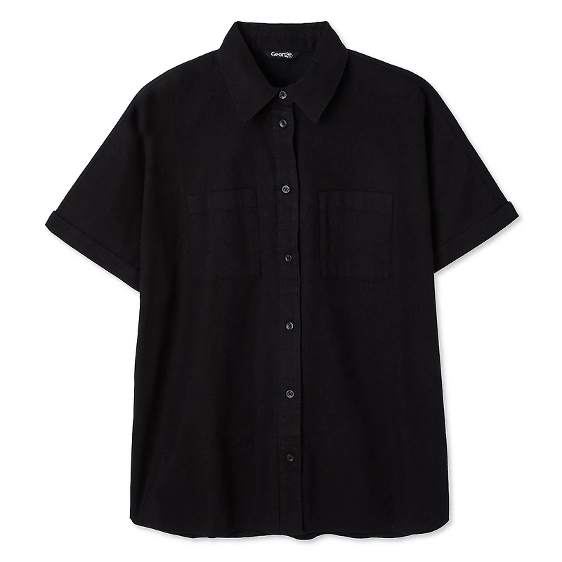 George Women's Linen-Blend Camp Shirt