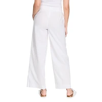 Pantalon à jambe large en mélange de lin George pour femmes