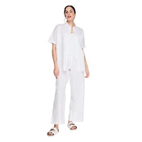 Pantalon à jambe large en mélange de lin George pour femmes