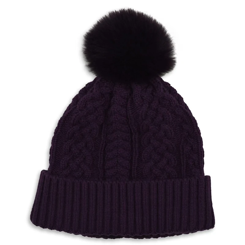 Hot Paw's Girls' Knit Beanie with Fluffy Pom-Pom