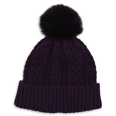 Hot Paw's Girls' Knit Beanie with Fluffy Pom-Pom