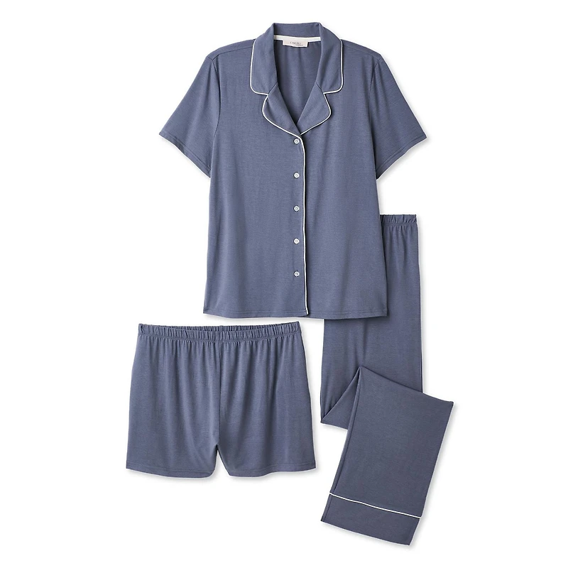 Como Blu Women's Three Piece Pajama Set