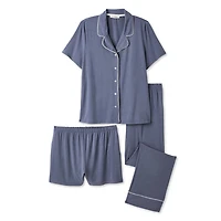 Como Blu Women's Three Piece Pajama Set
