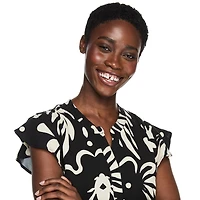 George Women's Printed Flutter-Sleeve Dress