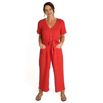 IVY Women's Wide Leg Cropped Jumpsuit