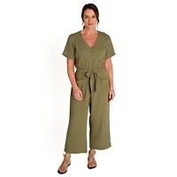 IVY Women's Wide Leg Cropped Jumpsuit